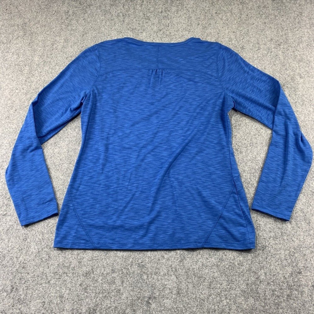 LL Bean Womens Top Size M Blue Long Sleeve Crewneck Activewear Space Dye 500670 - Picture 7 of 7